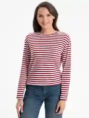 Вишнёвый лонгслив женский, в полоску, оверсайз