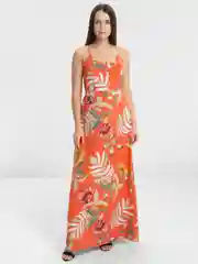 Коралловый сарафан женский, длинный