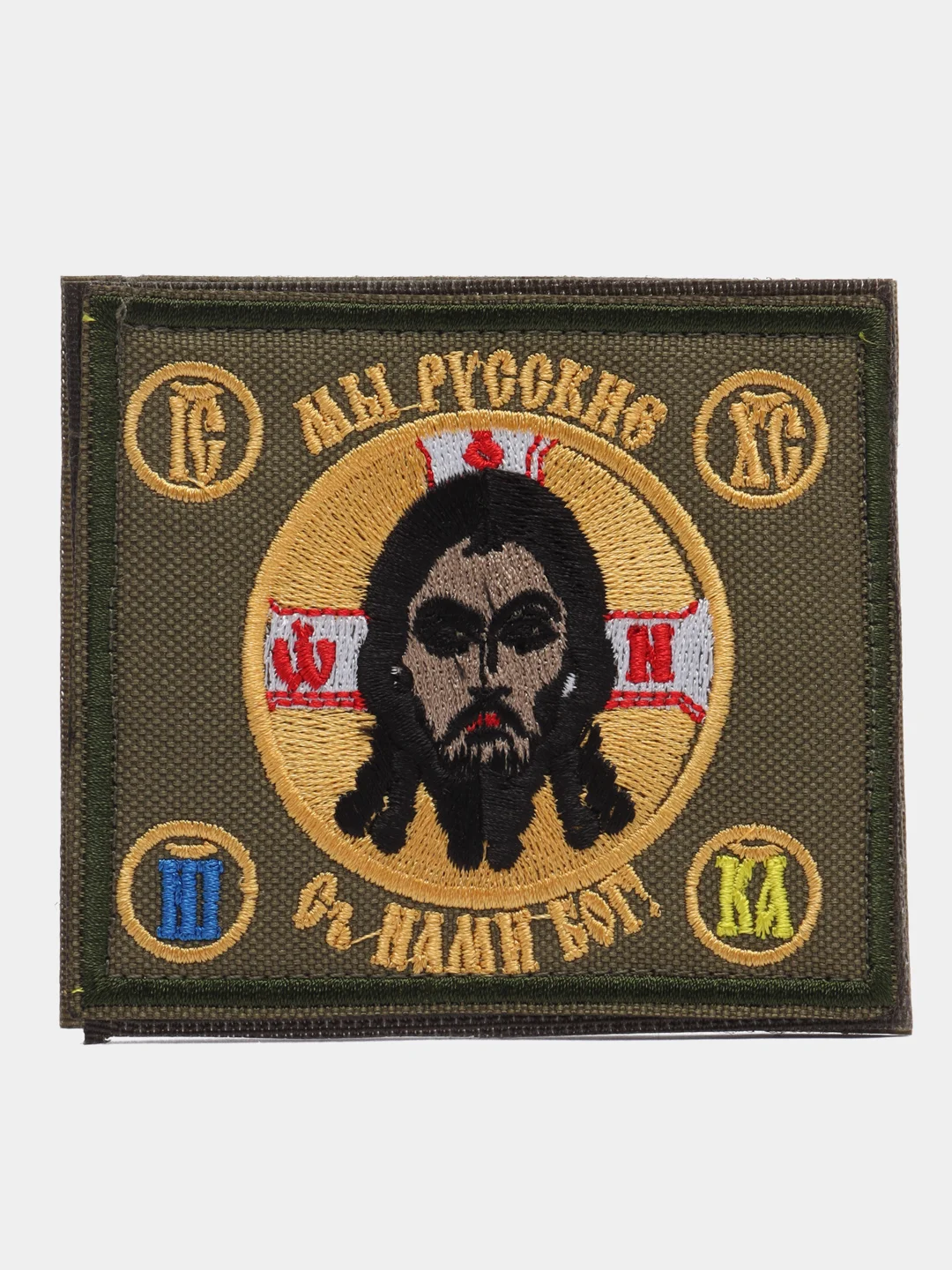 Хаки шеврон нашивка на одежду "Икона", на липучке
