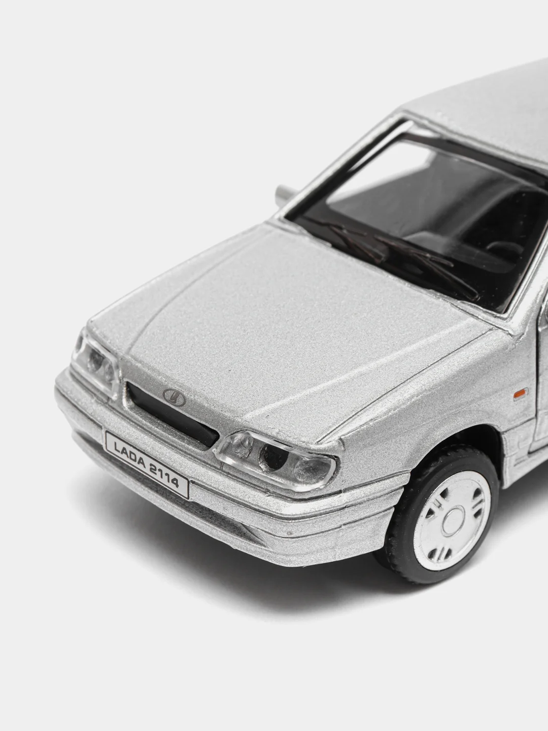 Серый металлик машина LADA-2114 12 см, Технопарк, металлическая, открываются передние двери и багажник