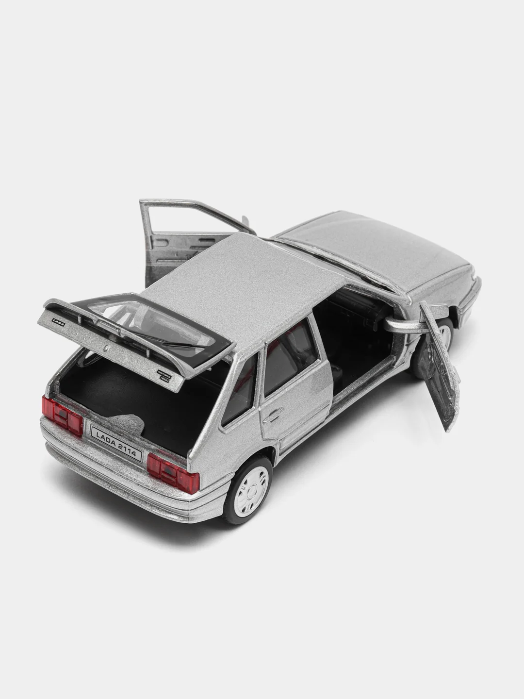 Серый металлик машина LADA-2114 12 см, Технопарк, металлическая, открываются передние двери и багажник
