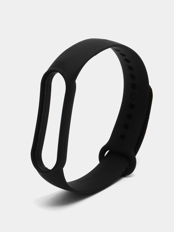 Силиконовый ремешок для Xiaomi Mi Band 5 / 6 / 7 Черный цвет