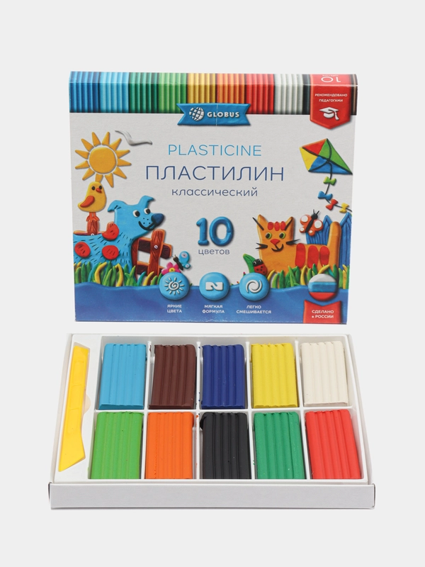 Пластилин 10 цветов, классический