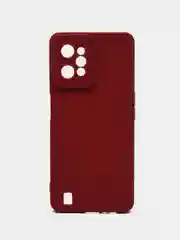 Бордовый чехол силиконовый Realme C 31 (Реалми С 31), матовый, с защитой камеры