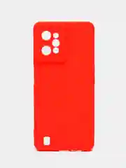 Красный чехол силиконовый Realme C 31 (Реалми С 31), матовый, с защитой камеры
