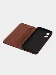 Коричневый чехол-книжка GQ для Oppo A17 / Oppo A17K (Оппо А 17) из высококачественной эко кожи