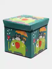 Зеленый складной пуф-ящик "Единорог", с крышкой, для хранения игрушек кофр