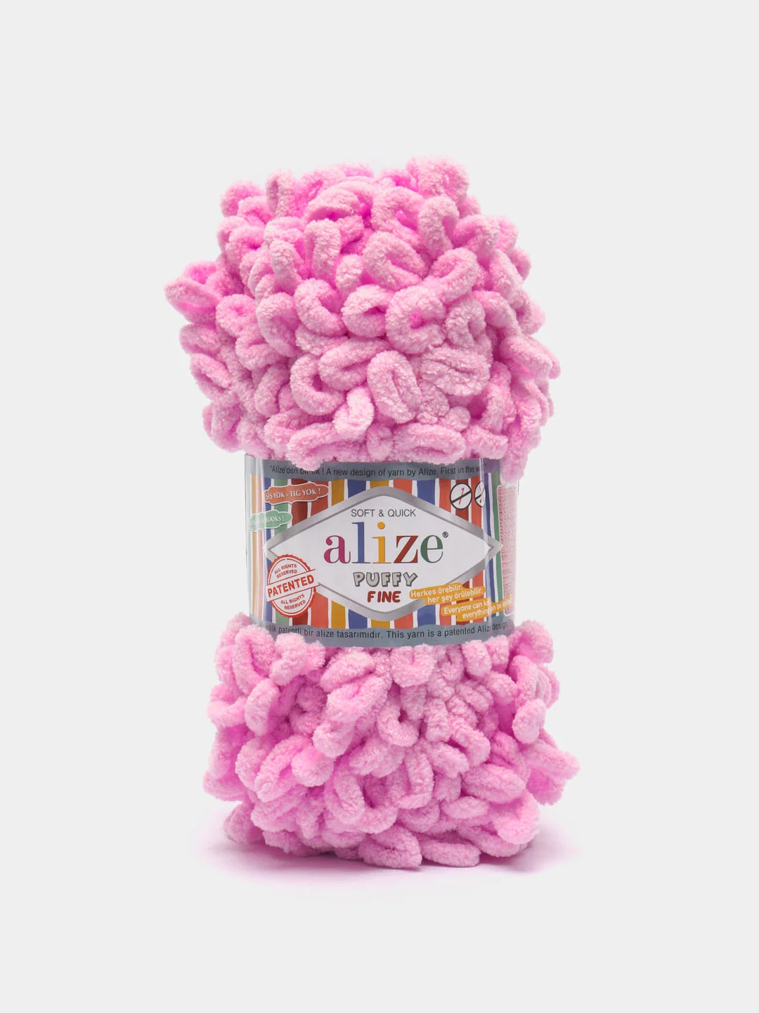 Розовый пряжа Puffy Fine Alize 14 м, 100 гр