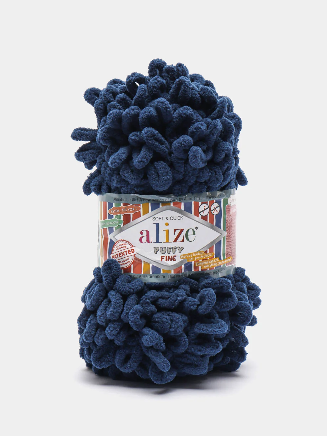 Темно-синий пряжа Puffy Fine Alize 14 м, 100 гр