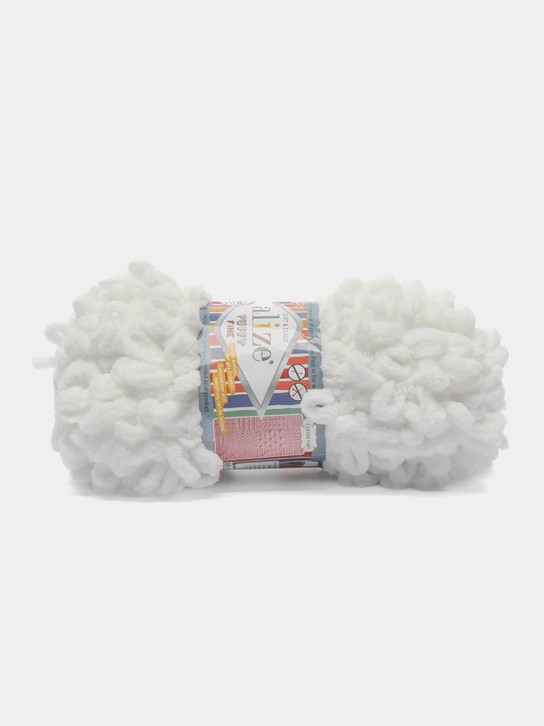 Белый пряжа Puffy Fine Alize 14 м, 100 гр