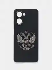 Приглушённый хаки силиконовый чехол на Realme C33 / Реалми С33 прозрачный, с рисунком, защита камеры
