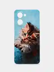 Светло-коричневый силиконовый чехол на Realme C33 / Реалми С33 прозрачный, с рисунком, защита камеры