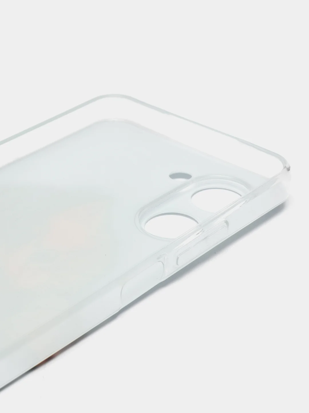 Светло-коричневый силиконовый чехол на Realme C33 / Реалми С33 прозрачный, с рисунком, защита камеры