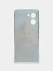 Светло-коричневый силиконовый чехол на Realme C33 / Реалми С33 прозрачный, с рисунком, защита камеры