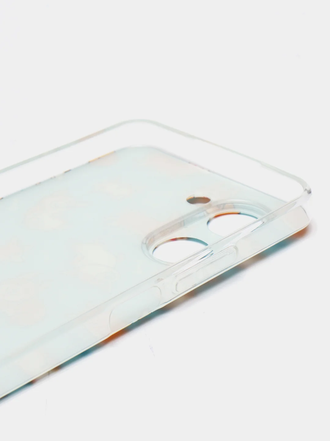 Светло-оранжевый силиконовый чехол на Realme C33 / Реалми С33 прозрачный, с рисунком, защита камеры