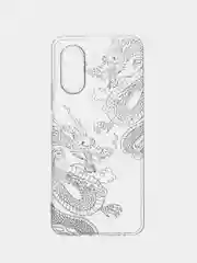 Пудровый силиконовый чехол на Realme C33 / Реалми С33 прозрачный, с рисунком, защита камеры