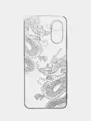 Пудровый силиконовый чехол на Realme C33 / Реалми С33 прозрачный, с рисунком, защита камеры