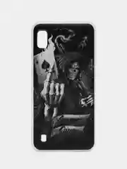 Оливковый силиконовый чехол на Samsung Galaxy A10 / Самсунг А10 прозрачный с рисунком, защита камеры