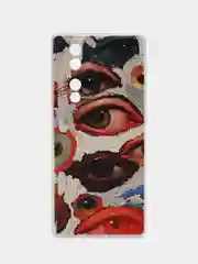 Кремовый силиконовый чехол на Honor 70 / Хонор 70 прозрачный, с рисунком, защита камеры
