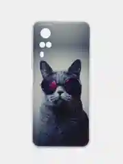 Синий меланж силиконовый чехол на Vivo Y31/Y53s 4G / Виво Y31 прозрачный, с рисунком, защита камеры
