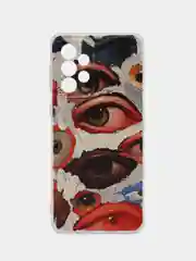 Кремовый чехол на Samsung Galaxy A33 5G / Галакси А33 5G прозрачный, с рисунком, защита камеры