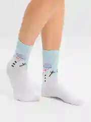 Белый носки Новогодние,  женские теплые утолщенные