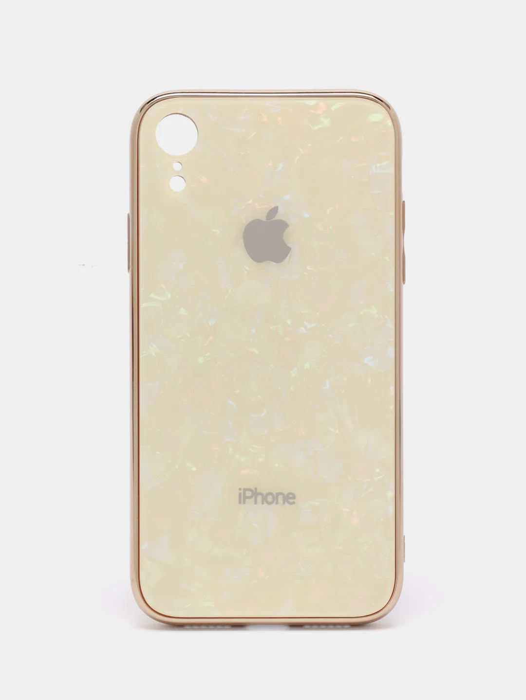 Бежевый чехол со стелянной панелью  iPhone 11/11 Pro/X / XS/XR /6/ 7+/8+/ 7 / 8 / SE 2020 / 11 Max