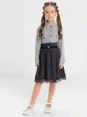 Черный юбка для девочки, школьная, 12-17 лет, клеш, в складку