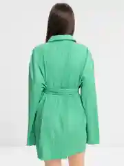 Зеленый платье женское, нарядное, мини, плиссированное, рукава клеш