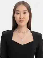 Серебряный ожерелье женское с подвеской, кулоном лицо, двойное