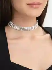Серебряный чокер, колье, ожирелье из страз, блестящий