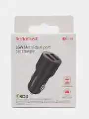 Черный автомобильное зарядное устройство BZ19B, 2USB, 3A, 18W, c быстрой зарядкой, QC3.0
