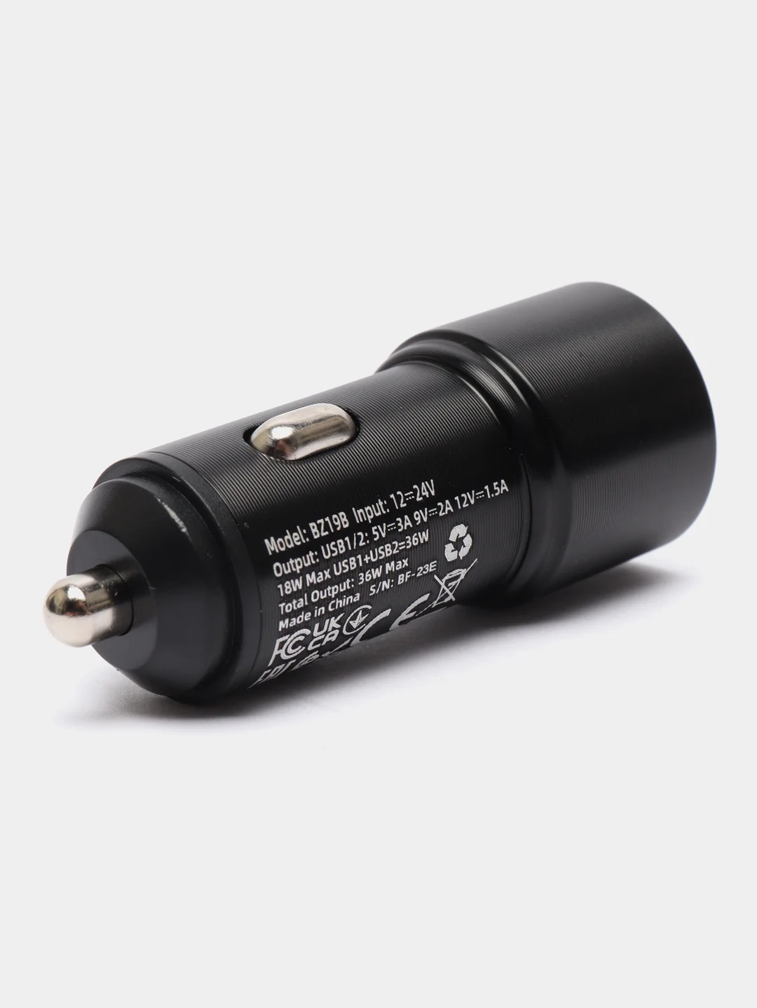 Черный автомобильное зарядное устройство BZ19B, 2USB, 3A, 18W, c быстрой зарядкой, QC3.0