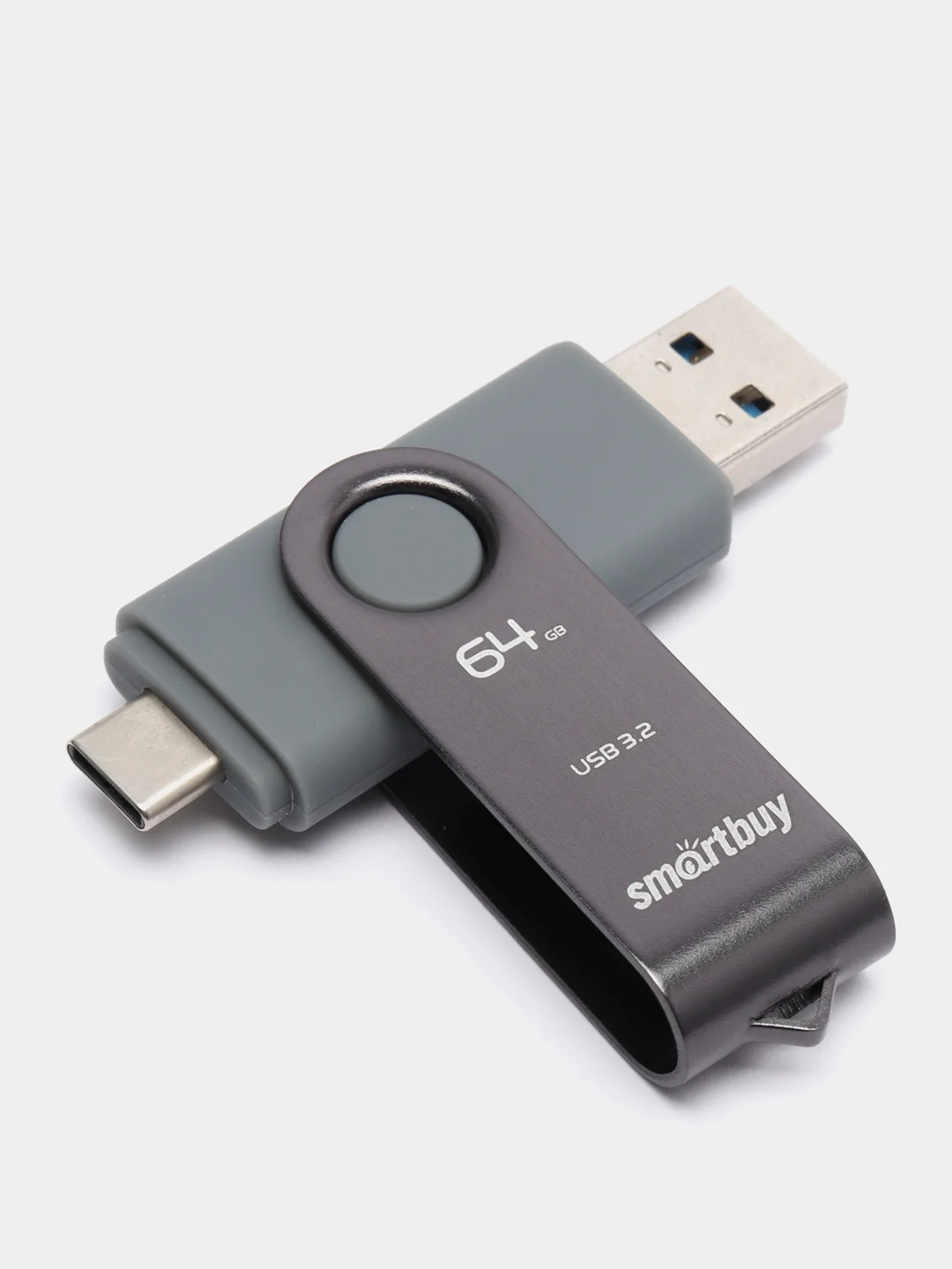 Серый флешка SmartBuy Twist Dual USB 3.0, Type-C, 4 объема