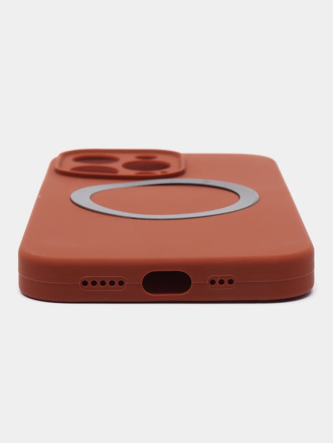Коричневый чехол Silicone Case для iPhone 11/12/13/14/Pro/Max/Plus/Mini, с функцией MagSafe (Магсейф)