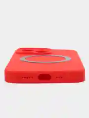 Красный чехол Silicone Case для iPhone 11/12/13/14/Pro/Max/Plus/Mini, с функцией MagSafe (Магсейф)