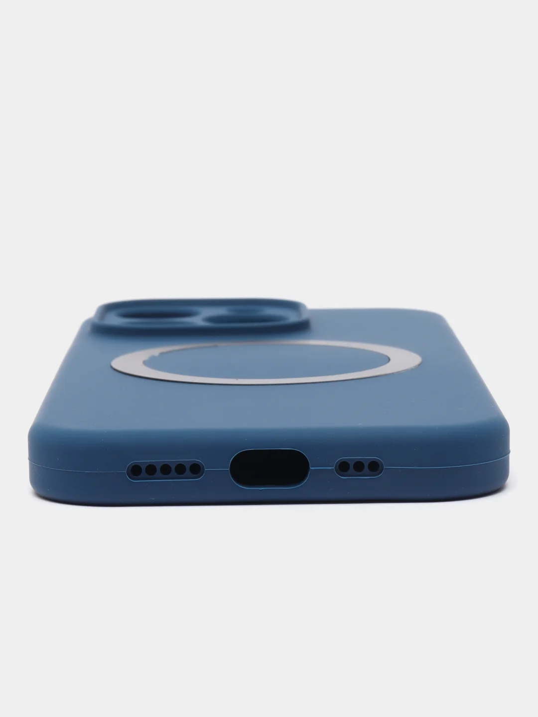 Синий меланж чехол Silicone Case для iPhone 11/12/13/14/Pro/Max/Plus/Mini, с функцией MagSafe (Магсейф)