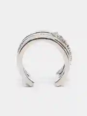 Серьги-каффы, геометрической формы с дорожкой из страз, серебристого цвета