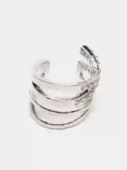 Серьги-каффы, геометрической формы с дорожкой из страз, серебристого цвета