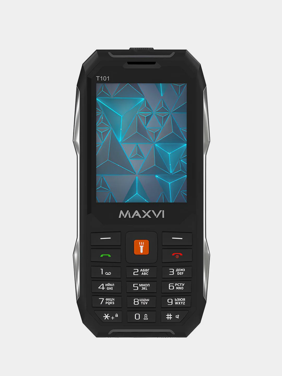 Черный мобильный телефон Maxvi T101, прочный корпус, аккумулятор 4000 мАч, функция Power Bank