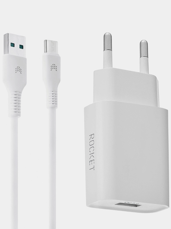 Зарядное устройство для телефона ROCKET Slot Combo 18W USB-A + кабель USB-A / Type C