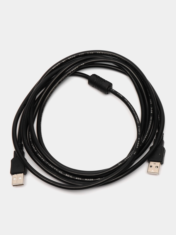 Кабель удлинитель 3.0м USB 2.0 AM(USB)-AM папа-папа с фильтром AA, черный