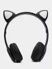 Черный беспроводные наушники светящиеся, ушки кошки MZ-P47 Bluetooth 5.0 с микрофоном, FM SD Mp3