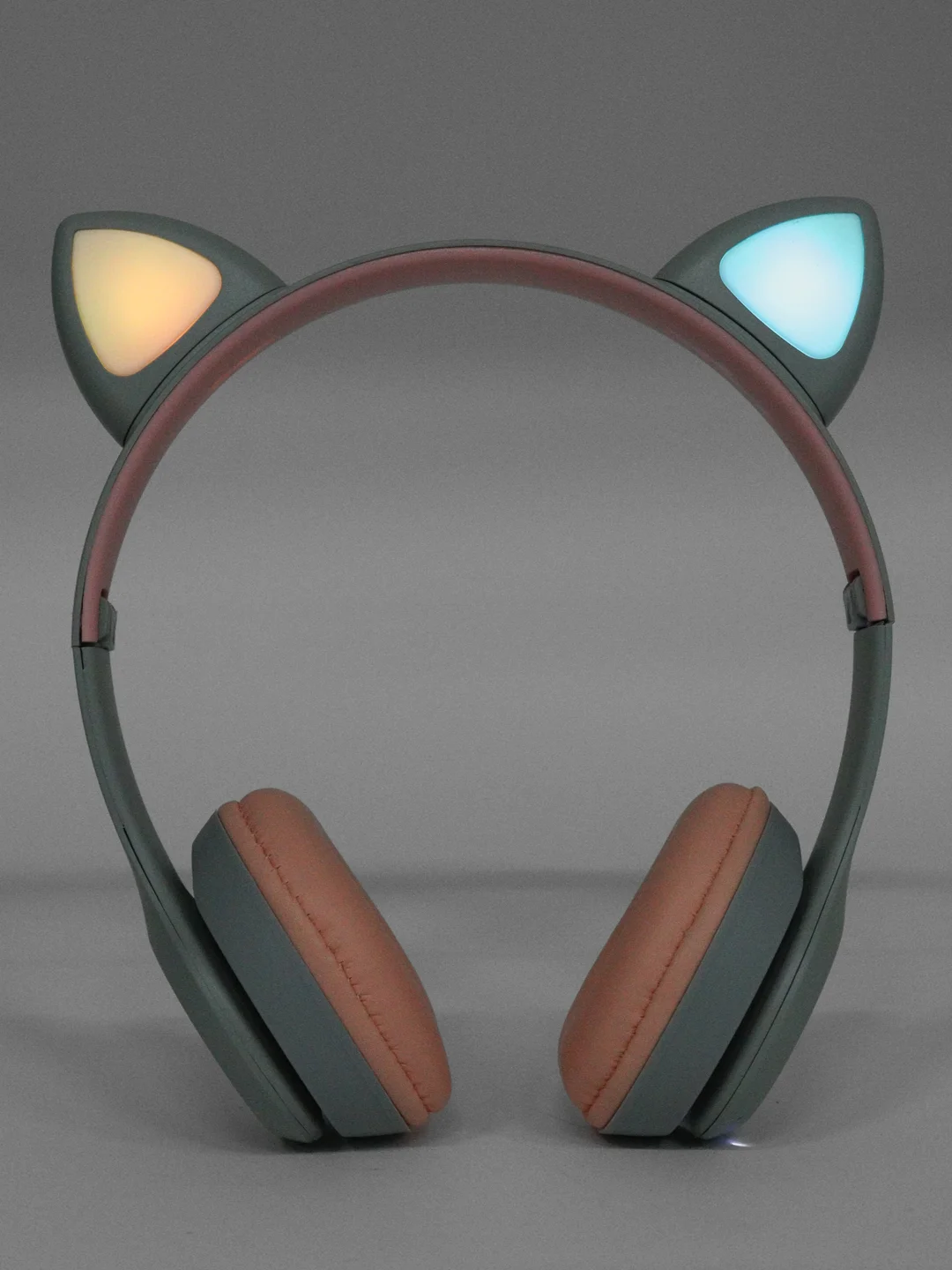 Синий беспроводные наушники светящиеся, ушки кошки MZ-P47 Bluetooth 5.0 с микрофоном, FM SD Mp3
