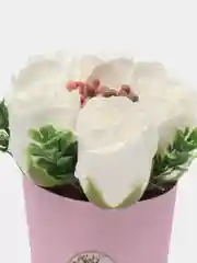 Белый букет из мыльных роз, ручная работа