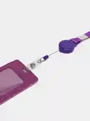 Фиолетовый чехол-бэйдж для пропуска, с держателем