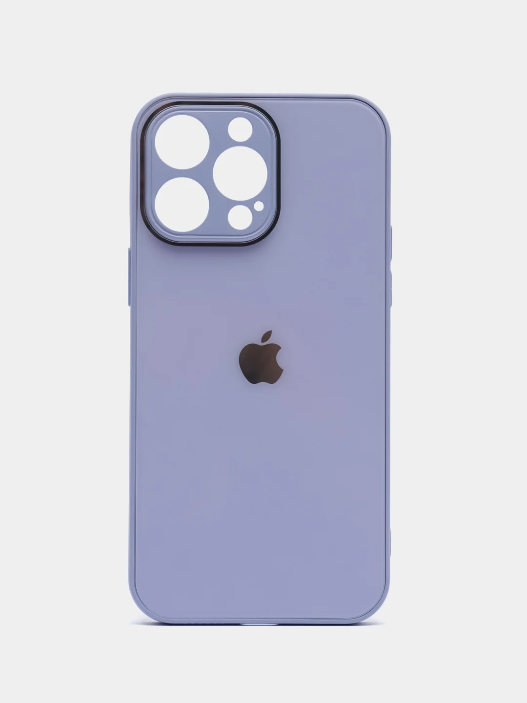 Сиреневый силиконовый чехол на iPhone 14, 14 Plus, 14 Pro, 14 Pro Max, со стеклянной панелью