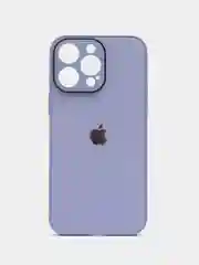 Сиреневый силиконовый чехол на iPhone 14, 14 Plus, 14 Pro, 14 Pro Max, со стеклянной панелью