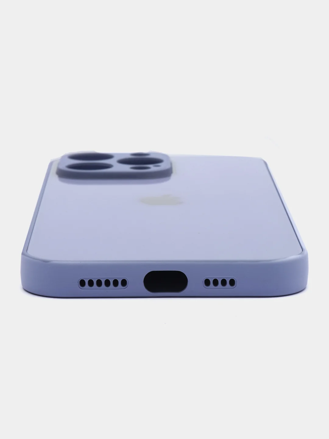 Сиреневый силиконовый чехол на iPhone 14, 14 Plus, 14 Pro, 14 Pro Max, со стеклянной панелью