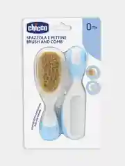 CHICCO Набор детск.расческа и щётка с натур.щетинками,голуб.,0мес.+